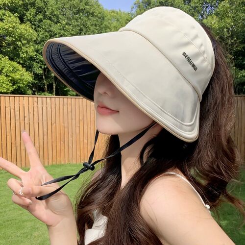 日本大帽檐黑胶防晒帽女2026新款夏遮阳渔夫帽防紫外线骑车太阳帽
