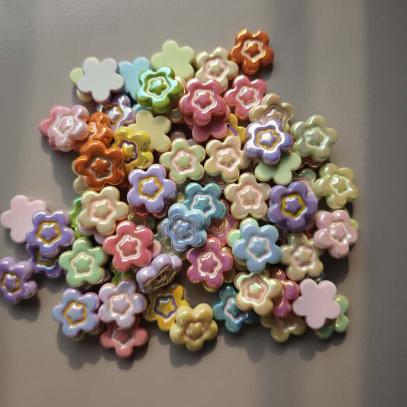 七巧手作手工  电镀磨砂冰透珠光花朵五角星星发夹diy配件树脂