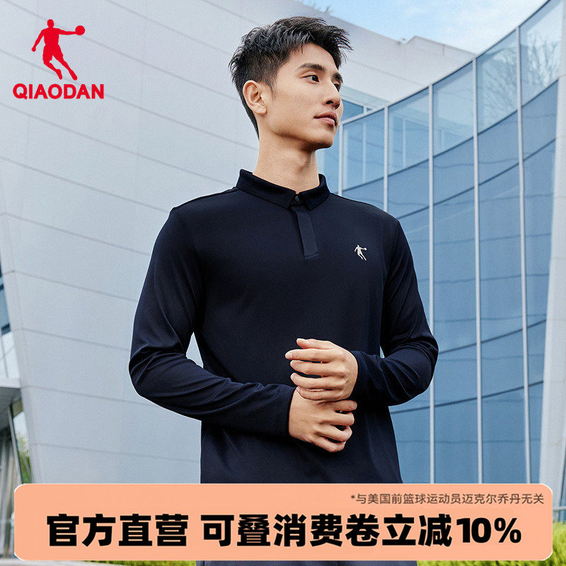 乔丹男士polo衫翻领长袖t恤抗皱2026春春季新款休闲商务宽松上衣