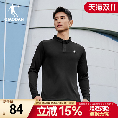 乔丹翻领长袖t恤男士polo衫黑色