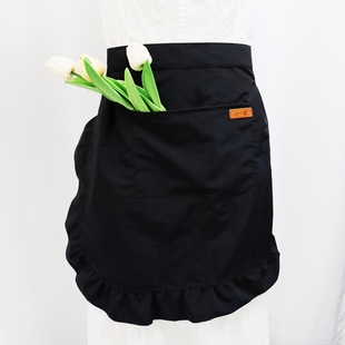 半截围裙餐饮专用服务员奶茶店咖啡厅工作服特氟龙防泼水围腰短款