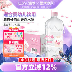 恒大冰泉宝宝水婴儿儿童泡奶长白山低钠天然矿泉水饮用水1L*12瓶