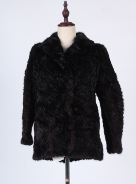 TM266-03498古着vintage冬季保暖真皮草貂毛外套