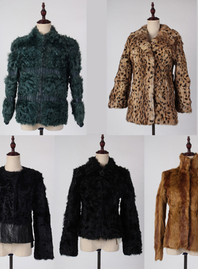 TM52中古真皮草上衣羚羊毛真皮兔毛冬季保暖女装复古风外套