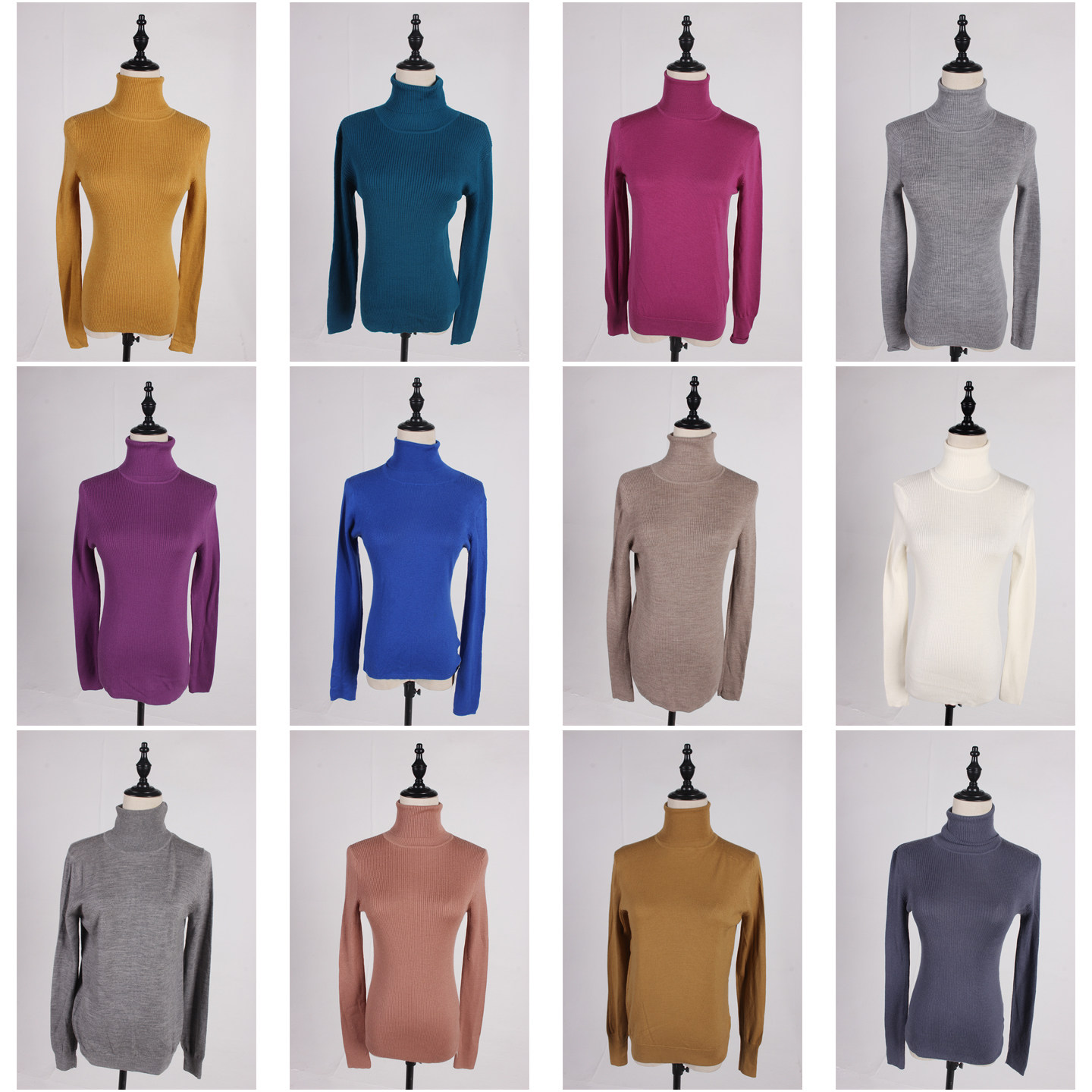 DM110古着vintage中古日系秋冬外穿打底高领纯色毛线针织打底衫女