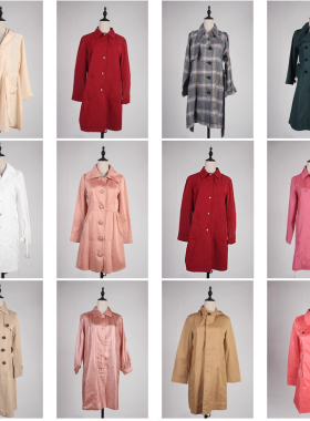 FY21古着vintage日系法式秋冬文艺双排扣单排扣英伦风衣大衣外套