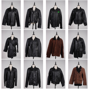 PP39古着vintage春秋日系真皮皮衣牛皮羊皮简约复古风外套