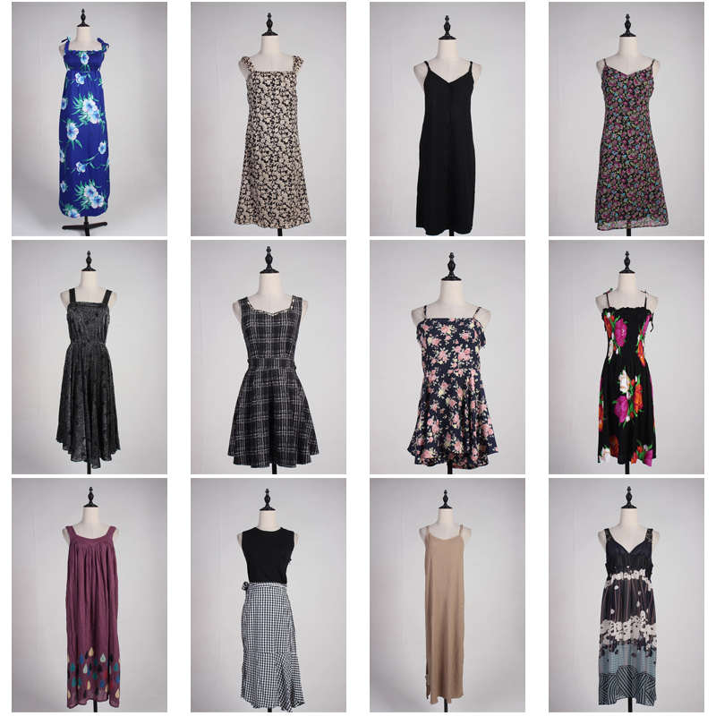 LY567古着vintage日系花色复古风女装甜美风夏季中长款吊带连衣裙