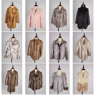 TM503古着vintage日系意大利街拍款 真皮草兔毛外套 冬季