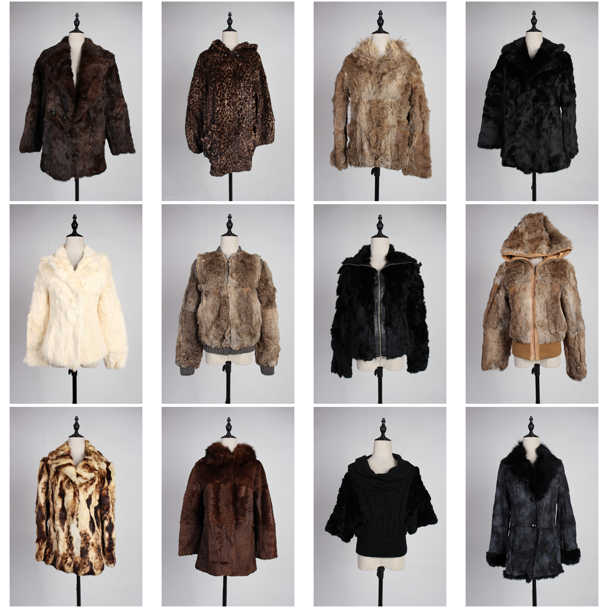 TM359古着vintage日系中古真皮草兔毛冬季保暖外套