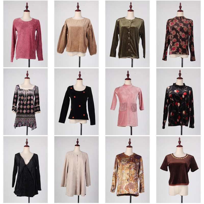 SR28古着vintage日系复古风秋冬优雅女装金丝绒上衣