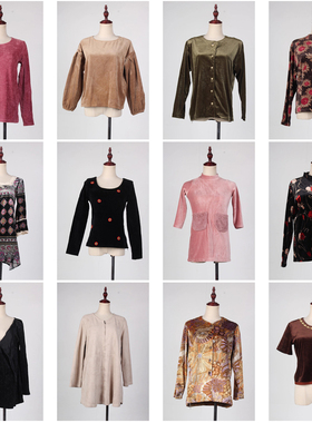 SR28古着vintage日系复古风秋冬优雅女装金丝绒上衣