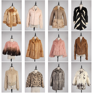 TM465古着vintage日系中古冬季 保暖真皮草兔毛外套