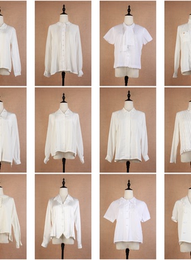 FC154古着vintage日制春夏中古法式优雅复古衬衫蕾丝花边刺绣衬衣