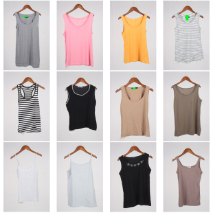 XT745古着vintage日系休闲百搭内搭外穿简约夏季 背心吊带上衣 无袖