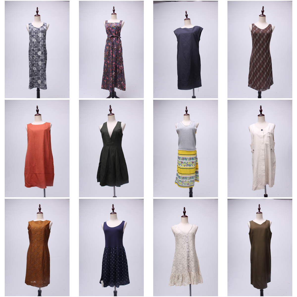 LY1古着vintage文艺森系复古风中古日制花色夏季无袖长裙连衣裙女