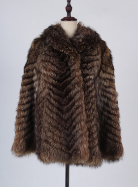 TM266-03497古着vintage冬季保暖真皮草狐毛外套