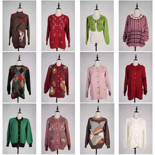 MY135古着vintage中古日系秋冬羊毛圆领复古风毛衣