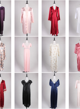 SQ146古着vintage春夏日系甜美风轻熟女装居家内搭中长款睡裙