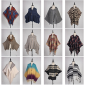 DA273古着vintage日系中古流苏针织毛线文艺复古春秋冬披肩斗篷女