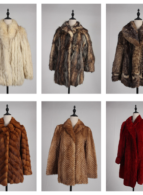 TM489古着vintage冬季保暖日系真皮草羚羊毛水貂毛狐狸毛外套