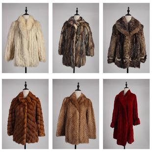 TM489古着vintage冬季保暖日系真皮草羚羊毛水貂毛狐狸毛外套