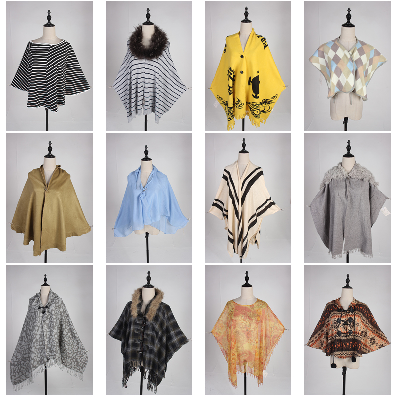 DA302古着vintage日系甜美风百搭文艺流苏秋冬披肩斗篷女