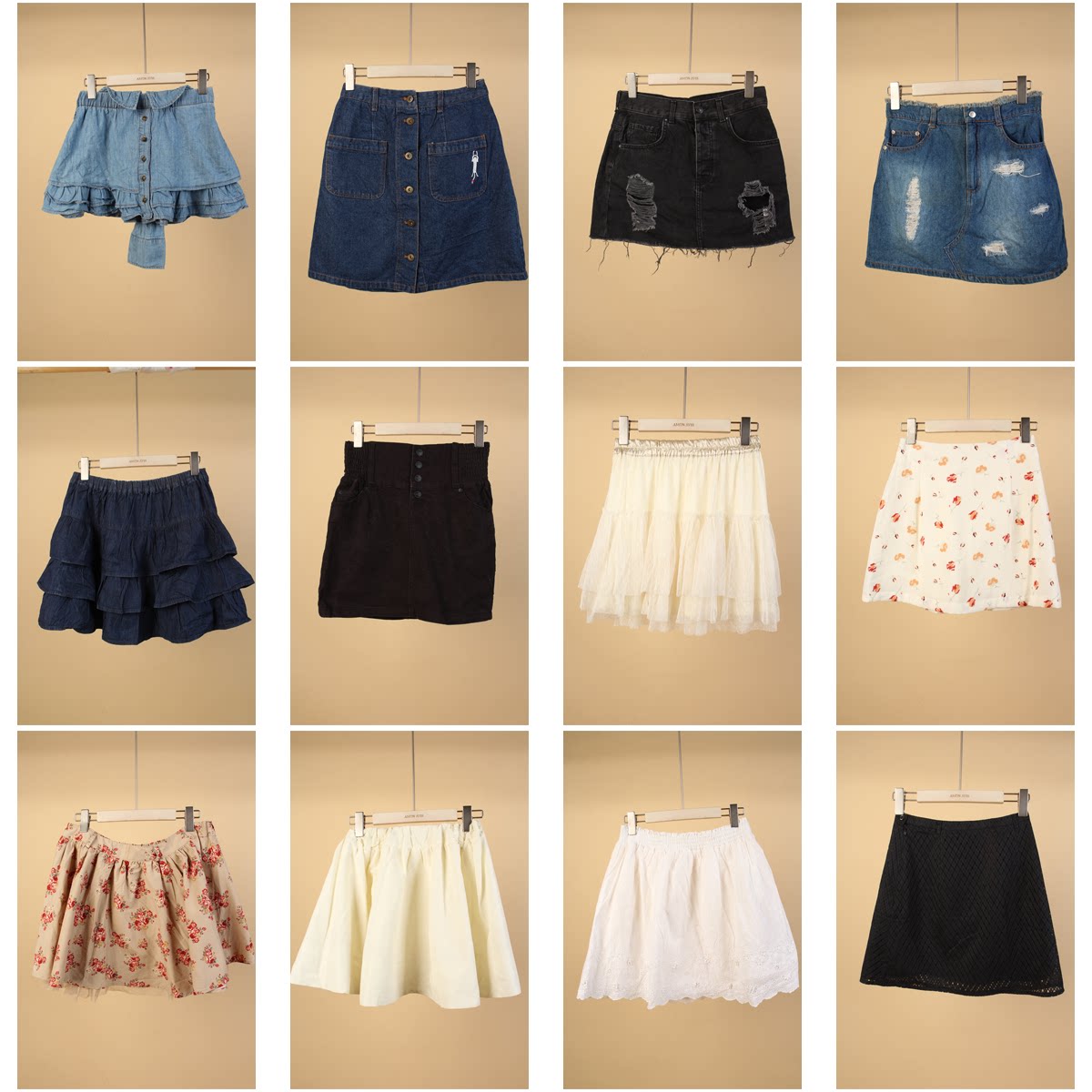 BK237古着vintage夏季高腰复古风中古甜美风年轻款森系短裙半身裙