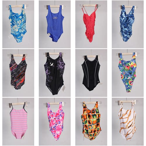 YW57古着vintage日系游泳沙滩海边度假花色连体泳衣三角泳裤