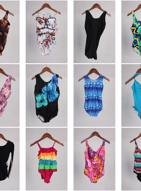 YW95古着vintage日系夏日海边沙滩度假游泳花色女装连体泳衣泳裤