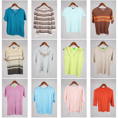 AK147古着vintag春夏日系甜美风薄款针织上衣