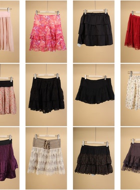 BK164古着vintage日系y2k甜美风蕾丝纱短裙蛋糕裙显瘦夏季半身裙
