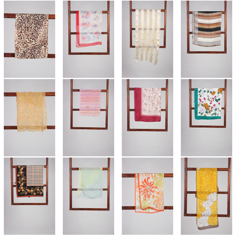 WJ401古着vintage复古风花色丝巾英伦法式围巾披肩装饰头巾方巾