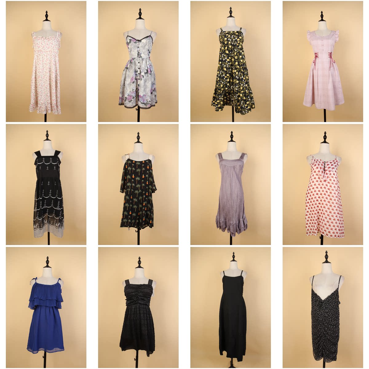 LY193古着vintage日系复古风轻熟女装日常款夏季无袖中长款连衣裙