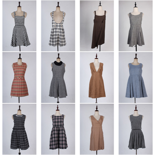 BX195古着vintage日系无袖小个子英伦风学院风背心春秋冬连衣裙