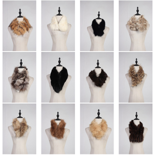 WJ277古着vintage秋冬真皮草围巾毛领