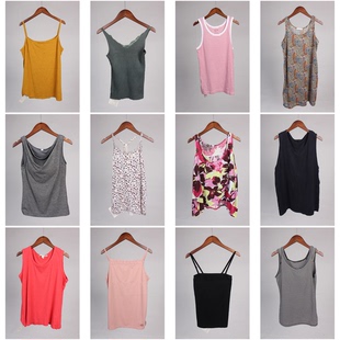 XT326古着vintage日制欧美风辣妹装内搭外穿棉质吊带背心上衣女