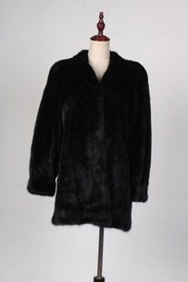 TM203-02546古着vintage冬季保暖真皮草水貂毛棕黑色外套