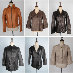 PY6古着vintage日系摇滚嬉皮中古复古风真皮牛皮羊皮男女皮衣外套