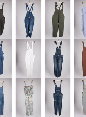 KZ186古着vintage日系春秋学院风年轻款背带短裤长裤女