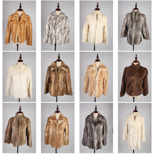 TM499古着vintage日系保暖真皮草冬季兔毛外套