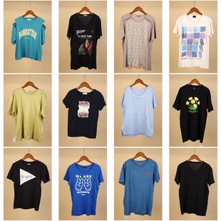 XT263古着vintage日制夏季日常休闲宽松百搭圆领短袖T恤上衣