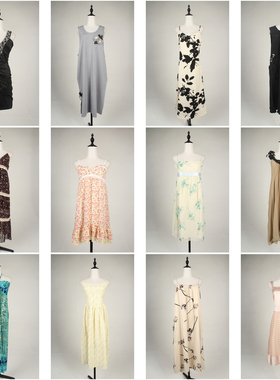 LK21古着vintage日系文艺复古风碎花中古设计款中长款夏季连衣裙