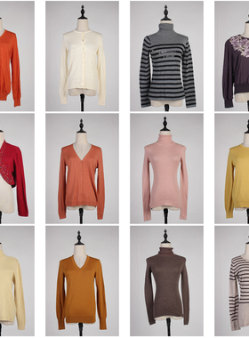 DM86古着vintage日系秋冬女装简约百搭羊毛纯色打底衫