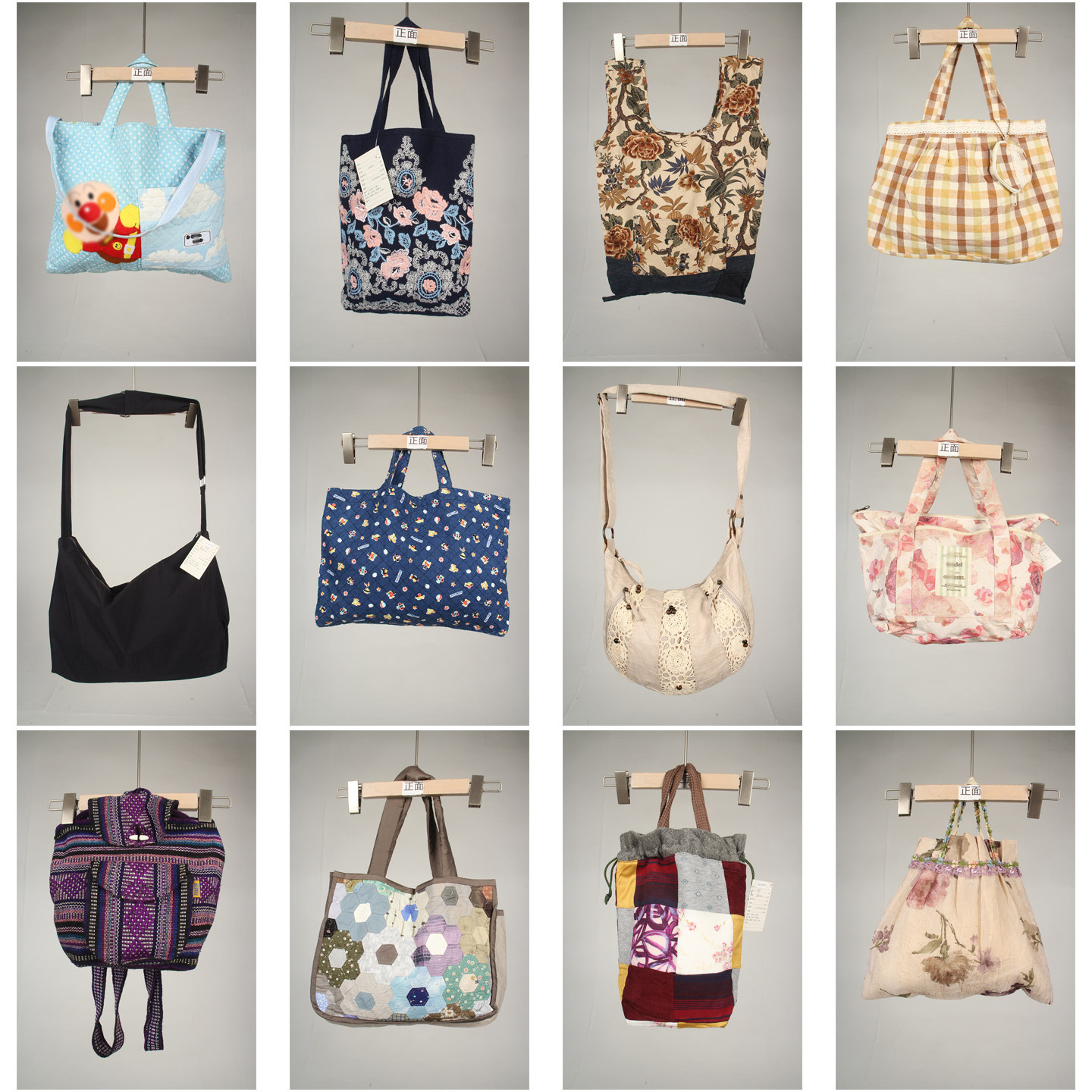 DZ198古着vintage日系单件手提斜挎帆布编织文艺男女百搭休闲包包