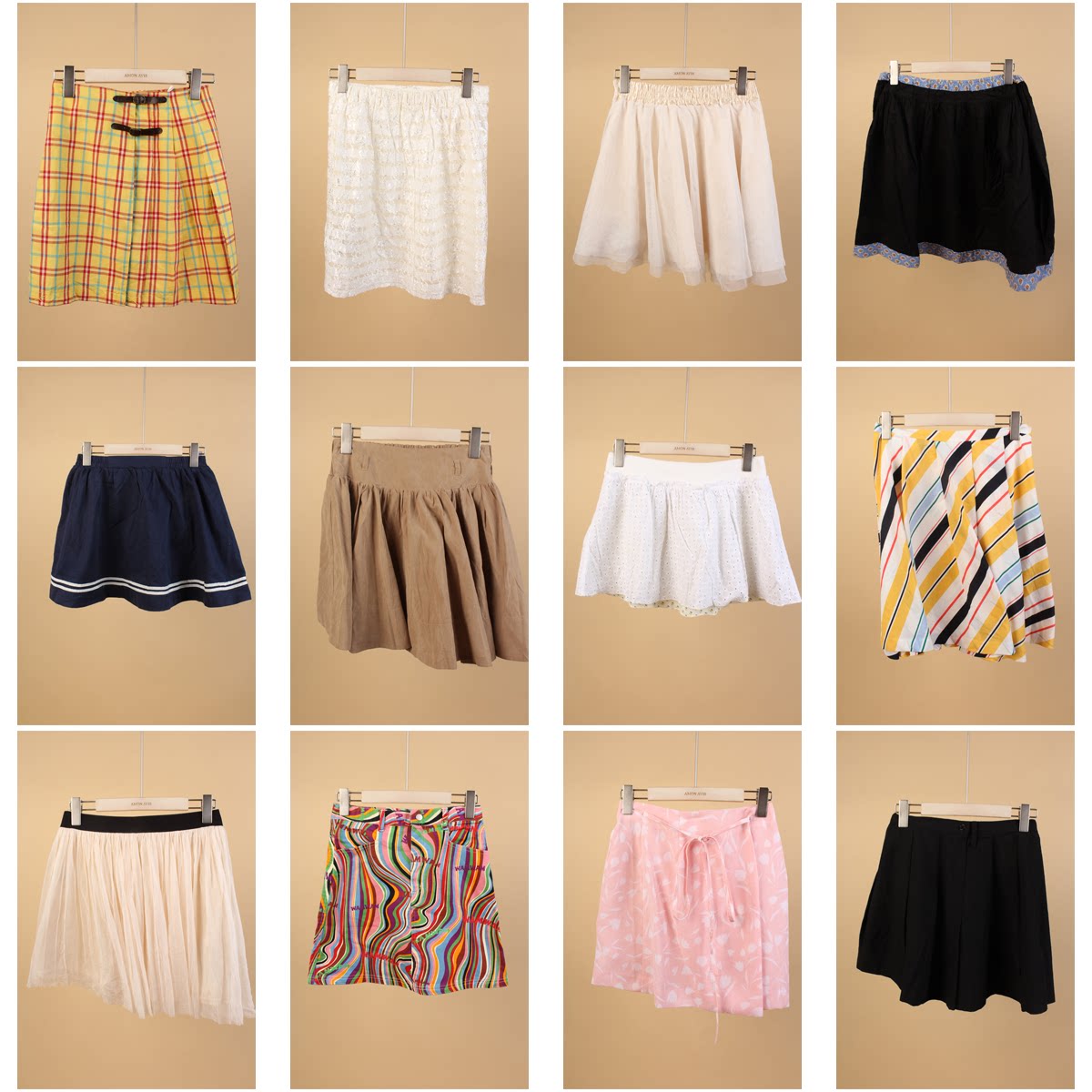BK392古着vintage中古甜美风日系夏季学院风文艺森系短裙半身裙女