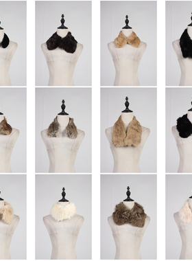 WJ325古着vintage中古日系意大利秋冬季真皮草兔毛狐狸毛围巾毛领