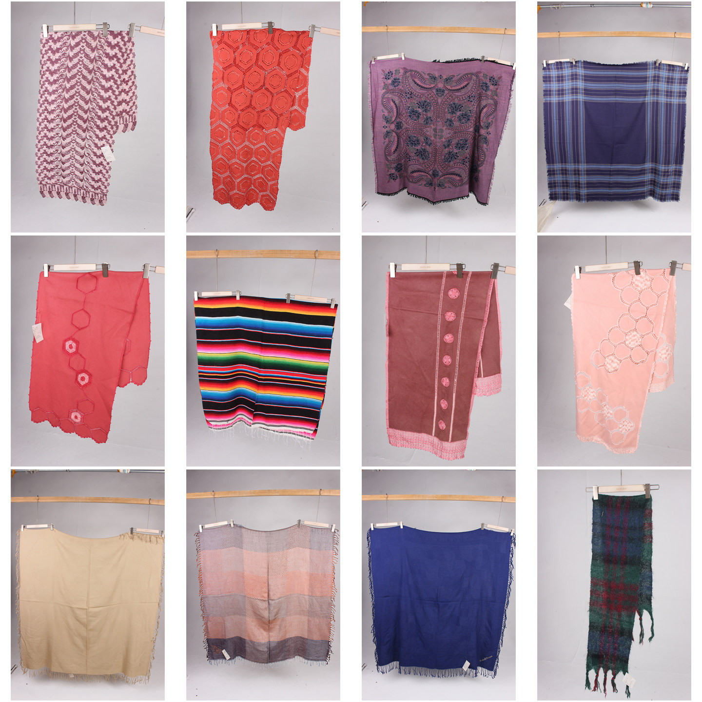 WJ434古着vintage日系秋冬中古法式浪漫旅行街拍披肩大长围巾女