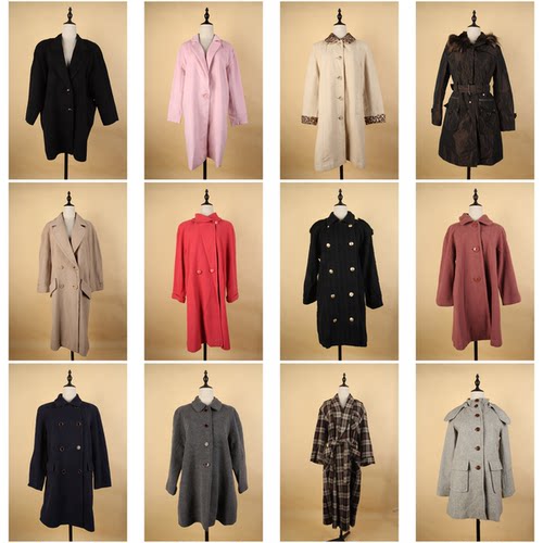 DY7古着vintage日系欧美英伦风文艺法式女秋冬毛呢中长款大衣外套