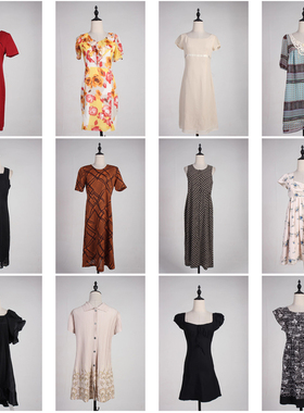 LY569古着vintage日系花色复古风女装甜美风夏季中长款吊带连衣裙